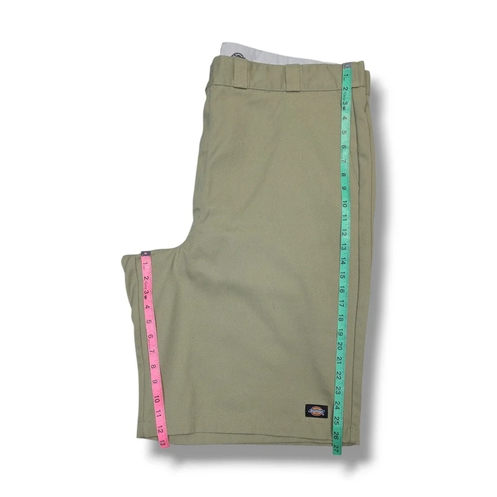 Dickies Twill Work Shorts Loose Fit Beige Polyester Cell Pocket Men's Size‎ 46